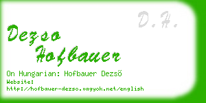 dezso hofbauer business card